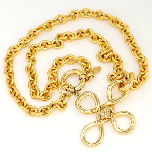 CHANEL CC Logo Large Cross Necklace 26&#034; Gold Tone 93P 3106 Auth #28338 - Picture 1 of 8